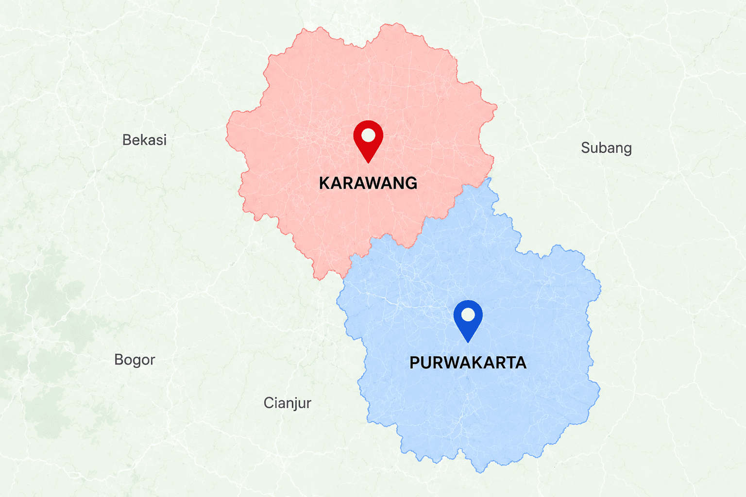 Peta area layanan Karawang dan Purwakarta